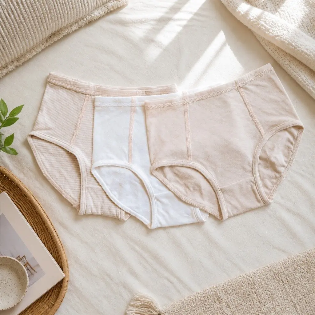 Kids Organic Cotton Underwear Briefs Soft Breathable Girls Camel Size 140