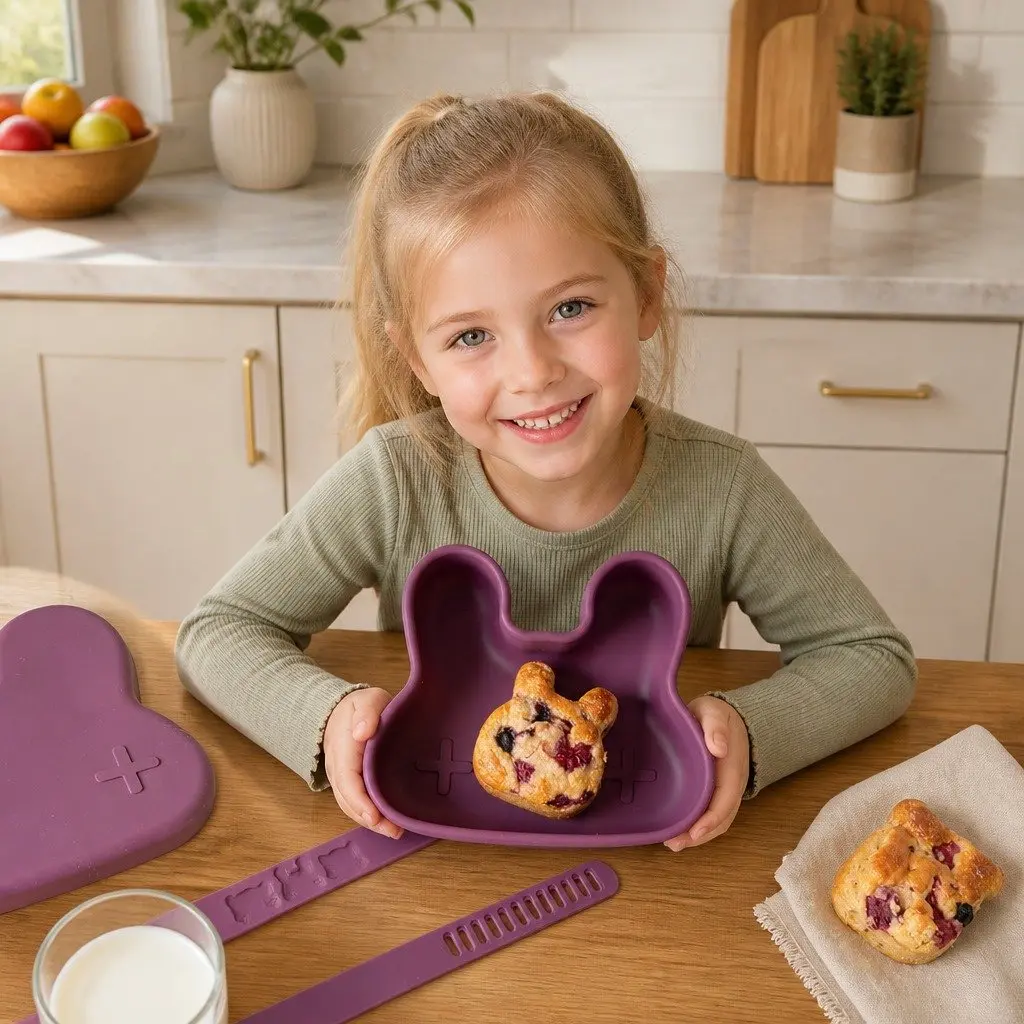Toddler-Friendly Minty Green Silicone Snack Set