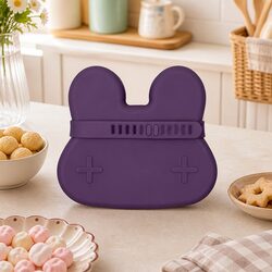 Bunny Snackie Toddler Bowl and Plate in Plum: 14.7 cm x 13 cm