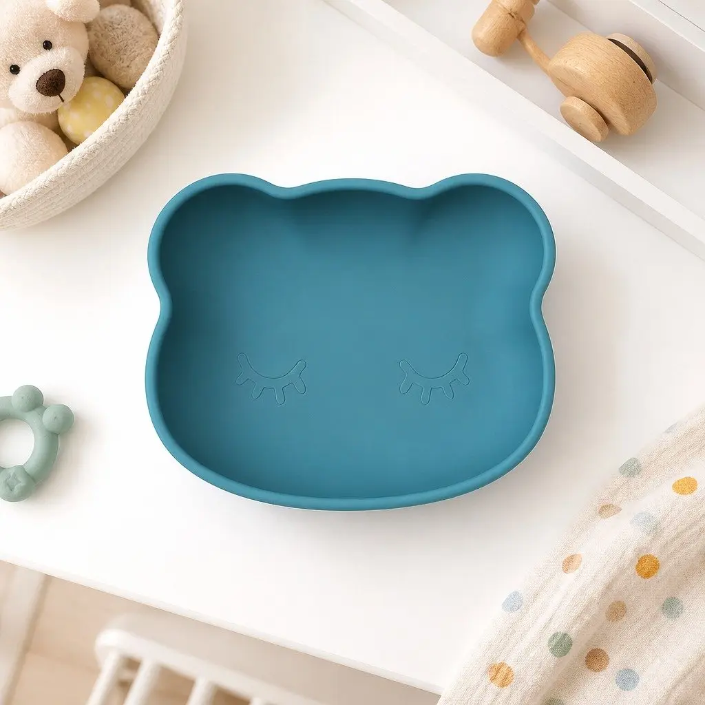 Suction Base Feeding Bowl for Baby Toddler Dusty Rose with Lid 14.8cm x 12.3cm x 6.5cm