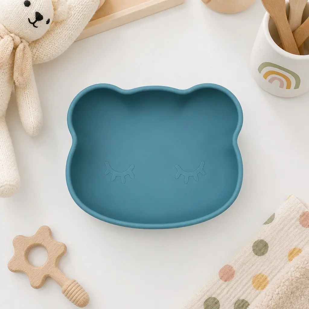 Suction Base Feeding Bowl for Baby Toddler Blue Dusk 14.8cm Wide 12.3cm High 6.5cm Tall