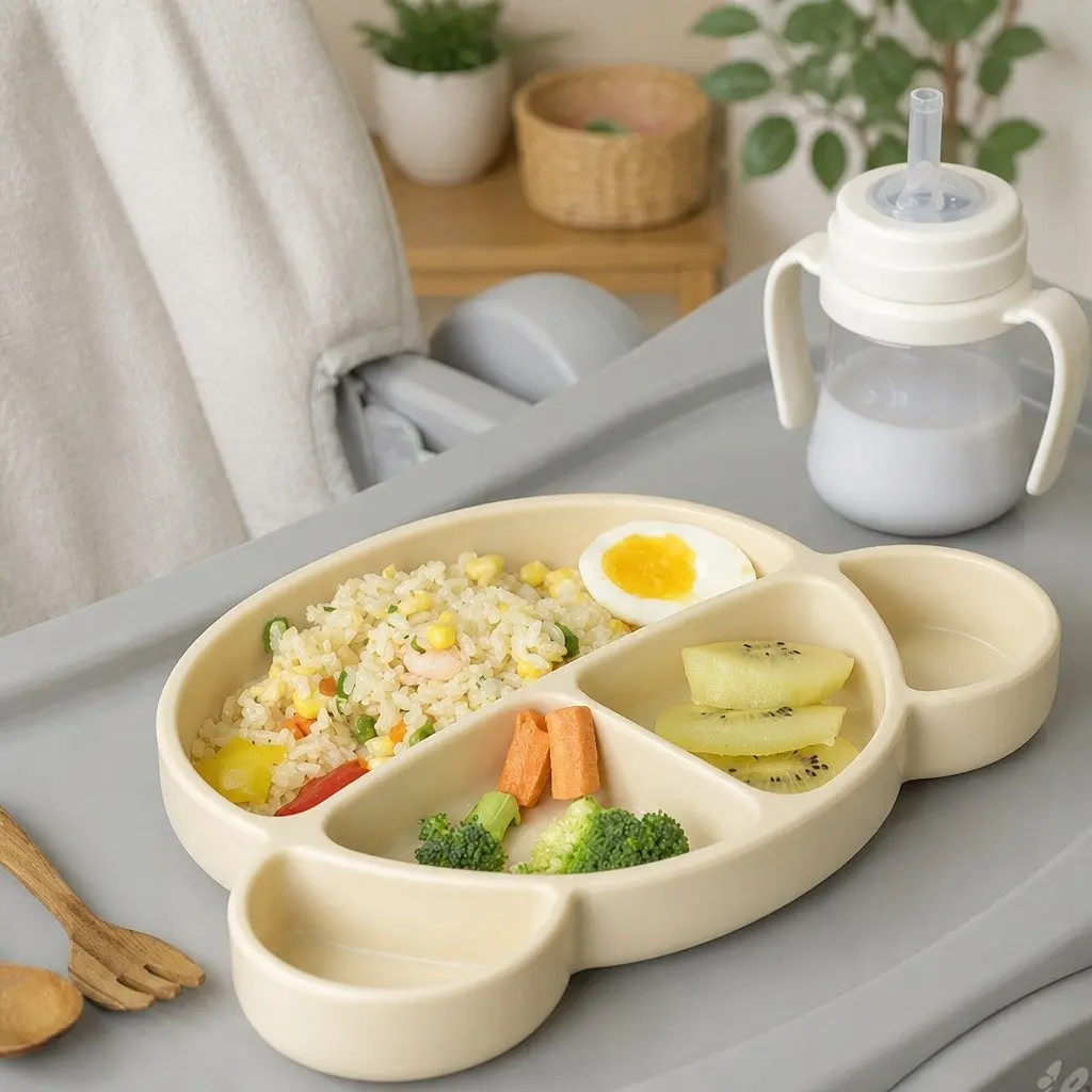 Silicone Suction Food Plate for Baby Feeding with Lid 28.5cm x 20cm