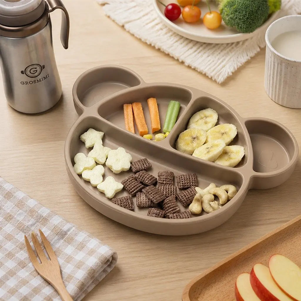 Silicone Suction Food Plate for Baby Feeding with Lid 28.5cm x 20cm
