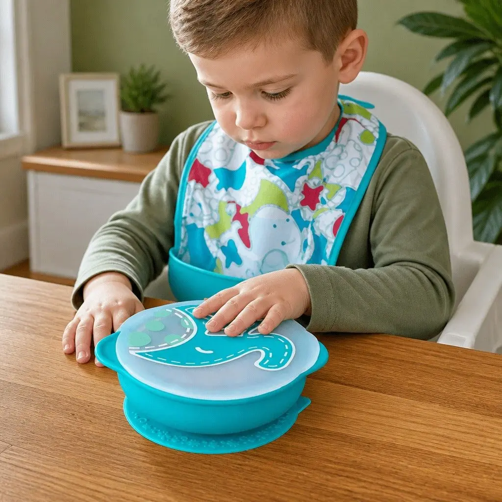 Suction Bowl for Toddler Mealtime Green