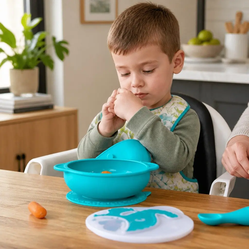Suction Bowl for Toddler Mealtime Green