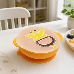 Suction Bowl with Lid Self Feeding Toddler Baby Kids BPA Free Silicone 450ml