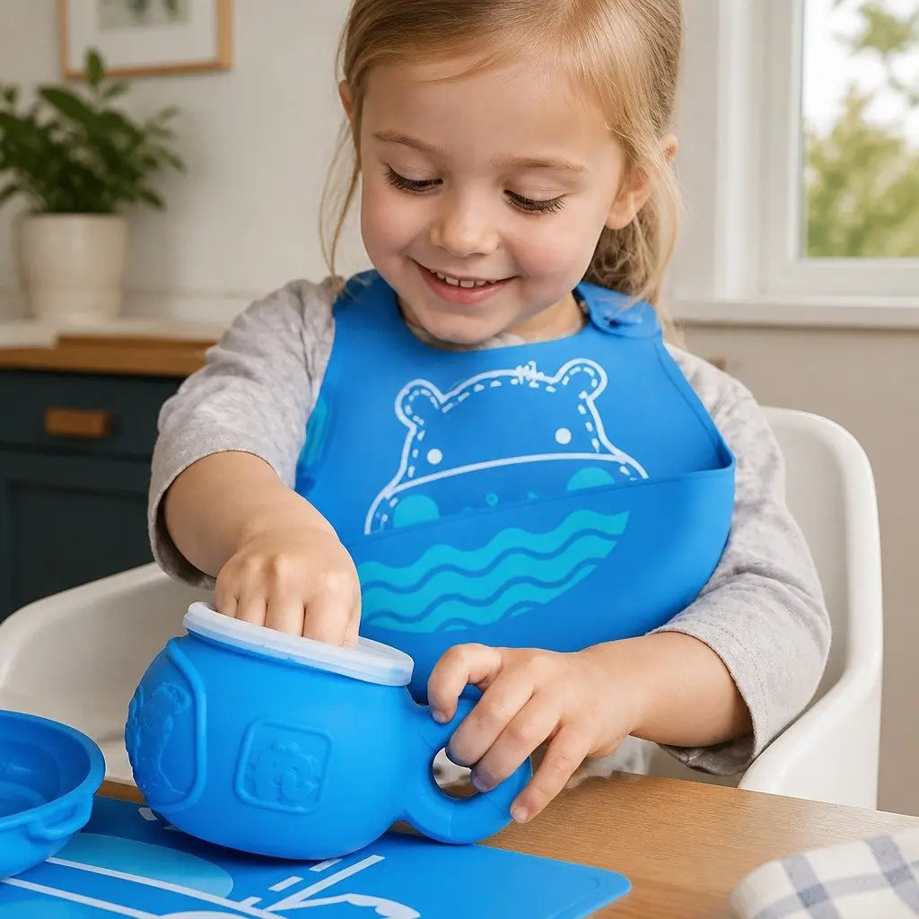 Snack Bowl Toddler Feeding Container Blue 74 x 105 x 142 mm