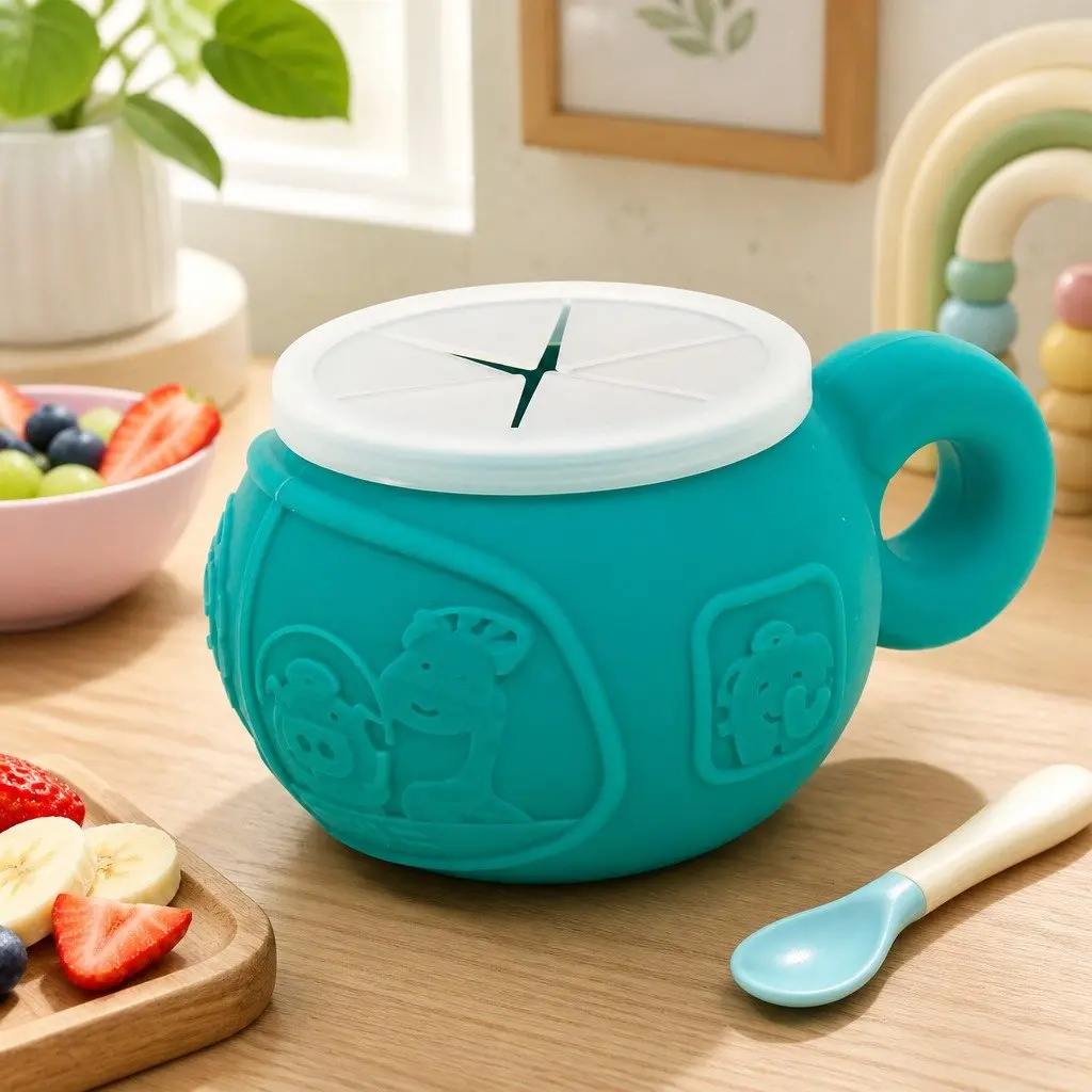 Snack Bowl Toddler Feeding Container Blue 74 x 105 x 142 mm