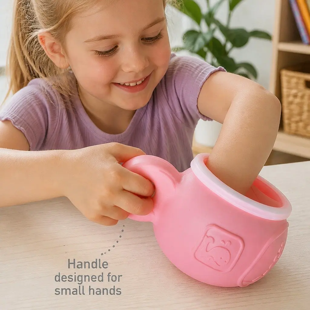 Snack Bowl Toddler Use Green Small Handle Spill-Proof Lid Reach-Through Opening
