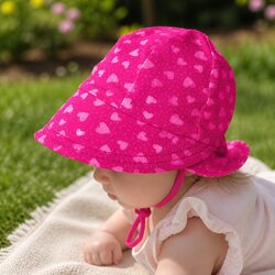 Baby Legionnaire Sun Hat in Hearts Pattern, Size M