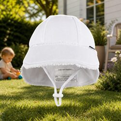 Legionnaire Baby Sun Hat Ruffle Trim White Large Pram Carrier Toddler