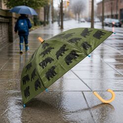 Kids Umbrella: 23" Length, 28" Diameter, Wooden Handle