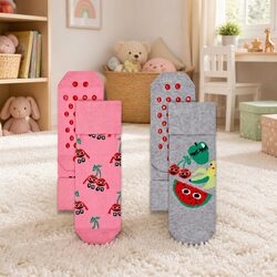 Kids Anti-Slip Socks 2-Pack (2-3 Years) - Specifications Inside