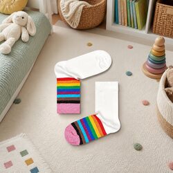 Kids Rainbow Pride Socks, Size 2-3, Combed Cotton