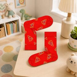 Kids Pizza Slice Socks Size 4-6 Years, 86% Cotton