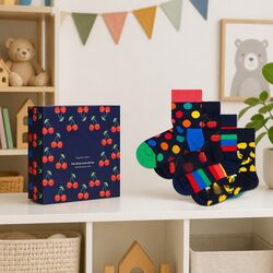 4-Pack Cherry Print Socks for Kids Age 2-3 Years