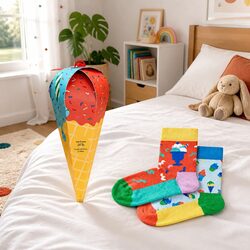 Kids Socks 2-Pack: Ice Cream Design, Organic Cotton
