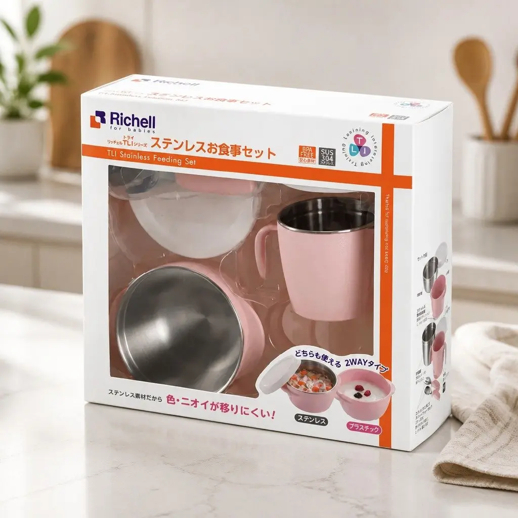 Stainless Steel Feeding Set for Babies Weaning with Suction Cup Bowl Handle Spoon and Storage Box