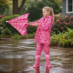 Kids Rain Boots Waterproof Sherpa Lined Slip Resistant Rubber Size 8