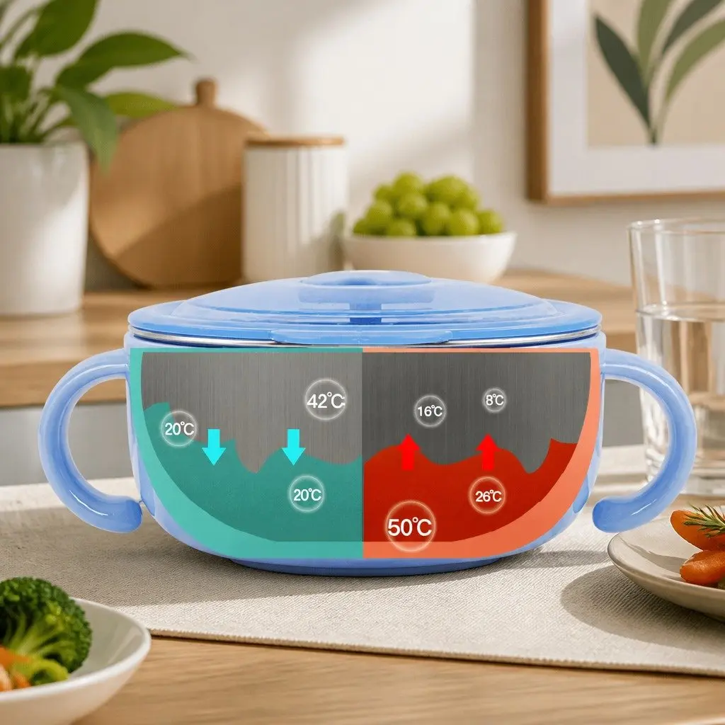Kids Stainless Steel Bowl 480ml Blue Mealtime Dining Feeding Children Toddlers