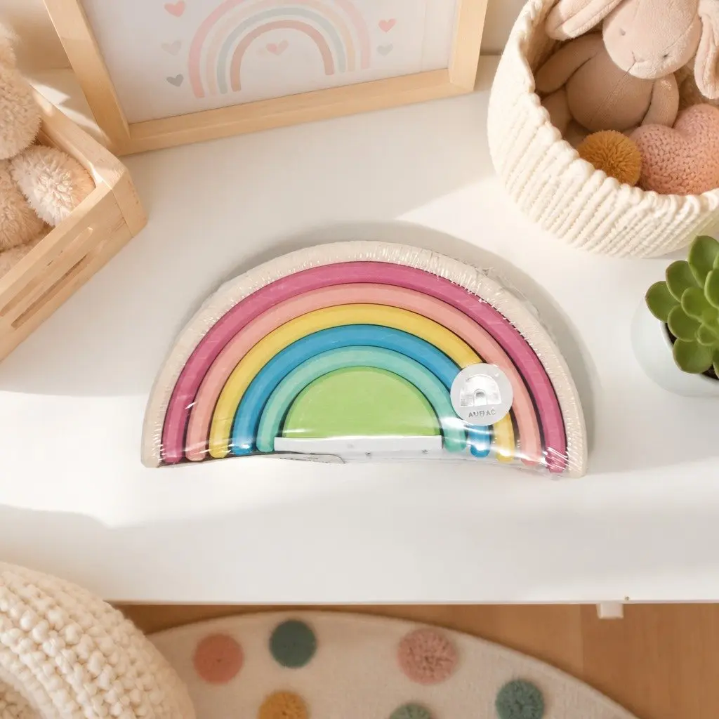 Rainbow Stacker Pastel Small Wooden Toy Stacking Rainbow Kids Educational Toy