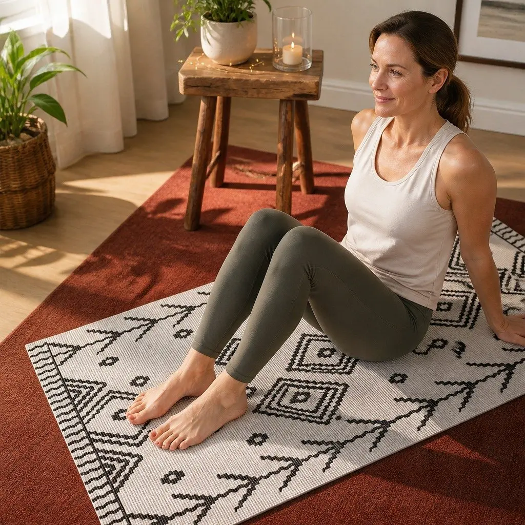 Yoga Mat Rug Berber Pattern Thick Lightweight Portable Fitness Exercise Cushion