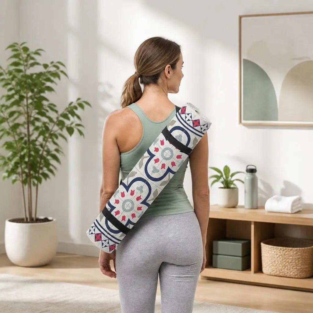 Yoga Mat Barcelona Pattern Fitness Exercise Cushion 60 x 173 cm