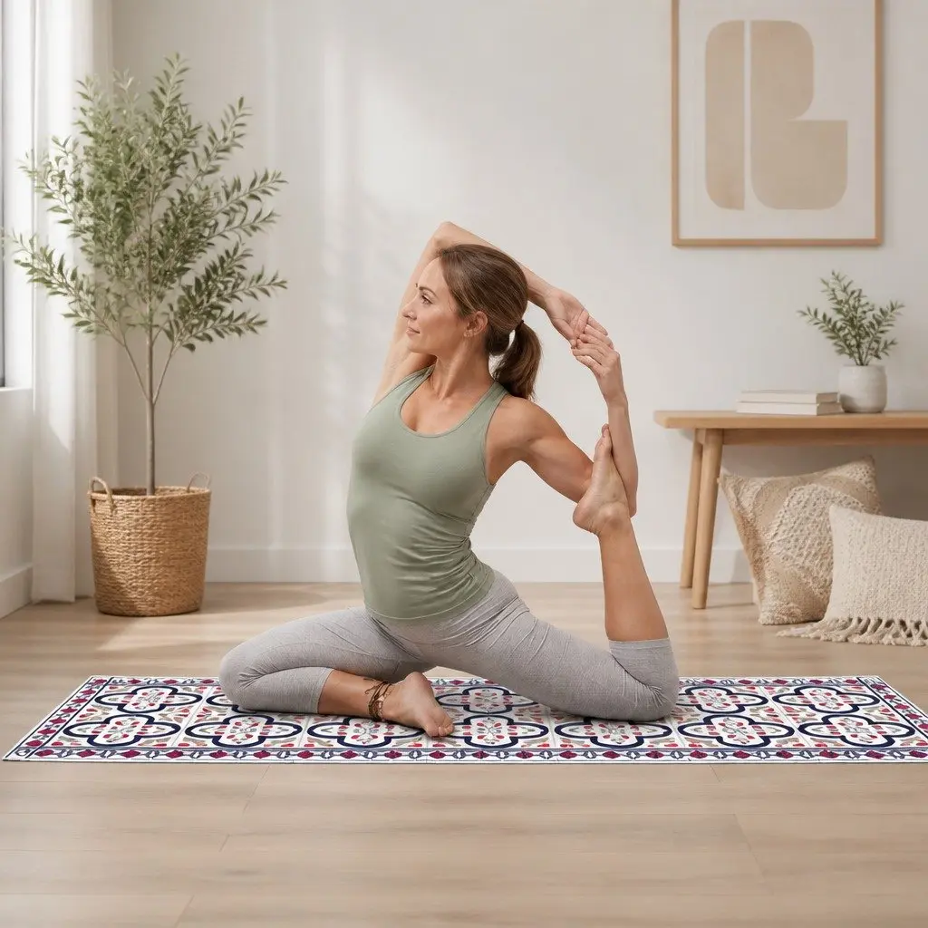 Yoga Mat Barcelona Pattern Fitness Exercise Cushion 60 x 173 cm
