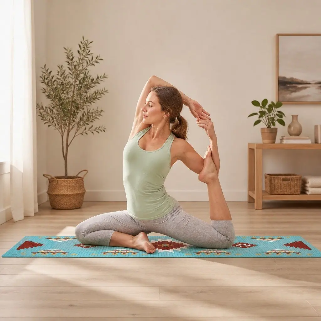 Yoga Mat for Exercise 60 x 173 cm Thick Lightweight Portable Cushioned