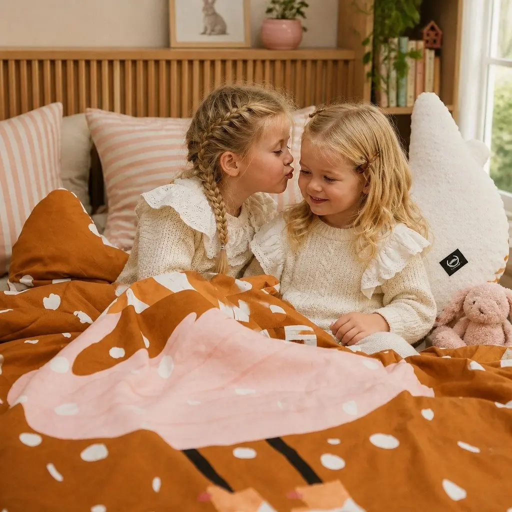 Kids Nap Blanket Cape and Pillow Set Soft Cotton Double-Sided 110x140cm