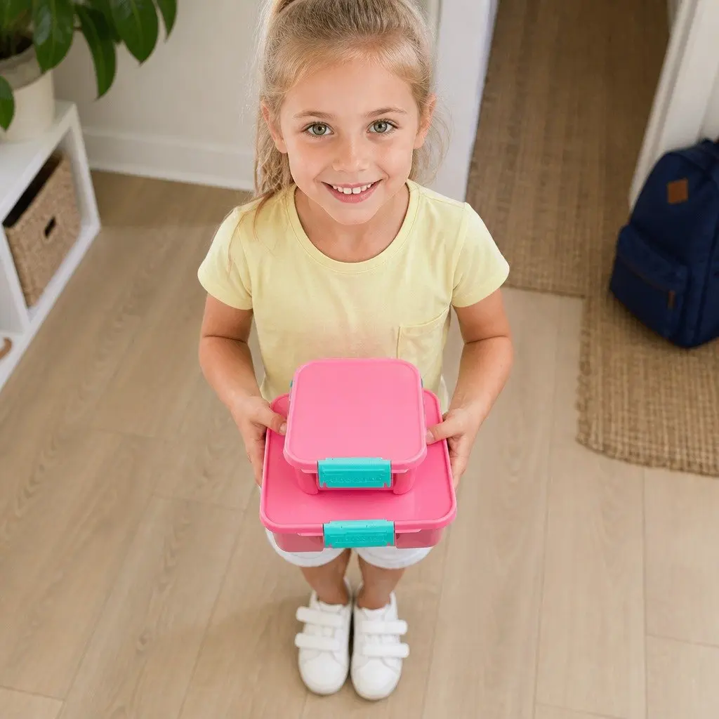 Bento Two Kids Lunch Box Snack Container Leakproof Compartments On-The-Go