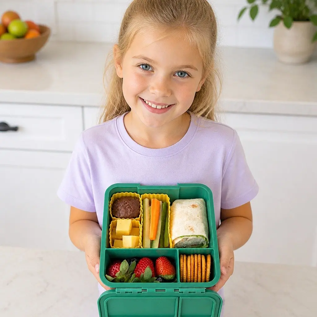 Bento Three Kids Lunch Box Leakproof Compartments Sandwich Wrap Salad Storage