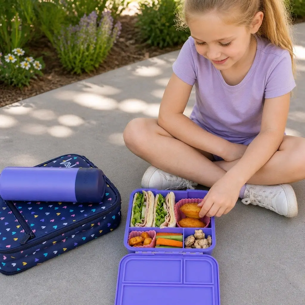 Bento Three Lunch Box for Kids Grape Compartment Leakproof Airtight Container