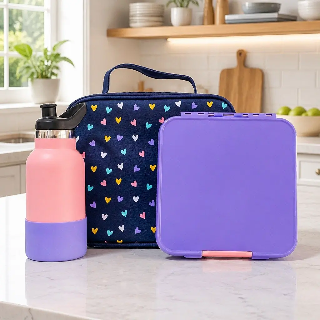 Bento Three Lunch Box for Kids Grape Compartment Leakproof Airtight Container