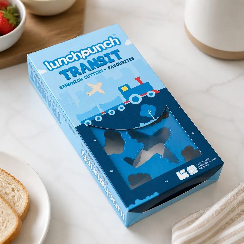 Lunch Punch Sandwich Cutters Transit Plane Train Set Kids Lunch Box Fun Food