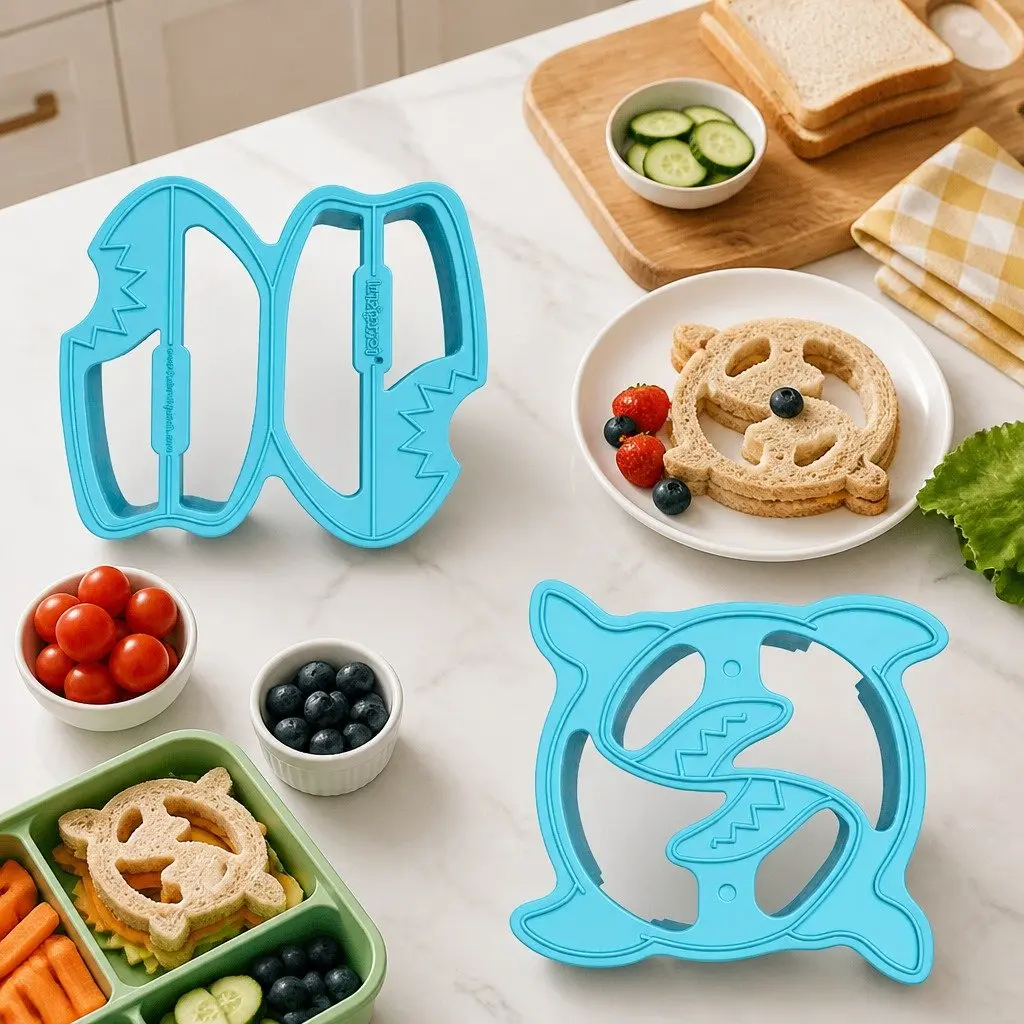 Lunch Punch Shark Sandwich Cutter Set Kids Fun Shaped Cutters Twin Design