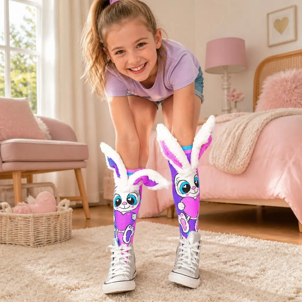 Knee-High Socks for Toddlers Ages 3-5 with 3D Ears UV Glow