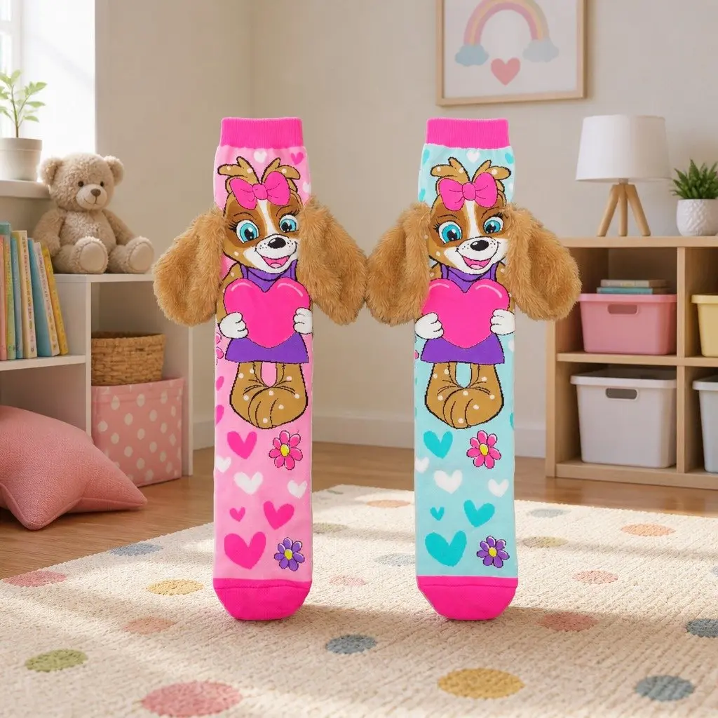 Puppy Love Socks Kids Adults Fun Colorful One Size Fits Most