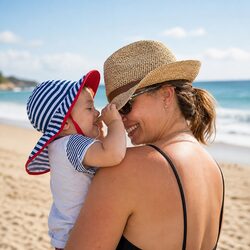 Infant Sun Hat Specs – UPF50+, Crushable, Navy Stripe