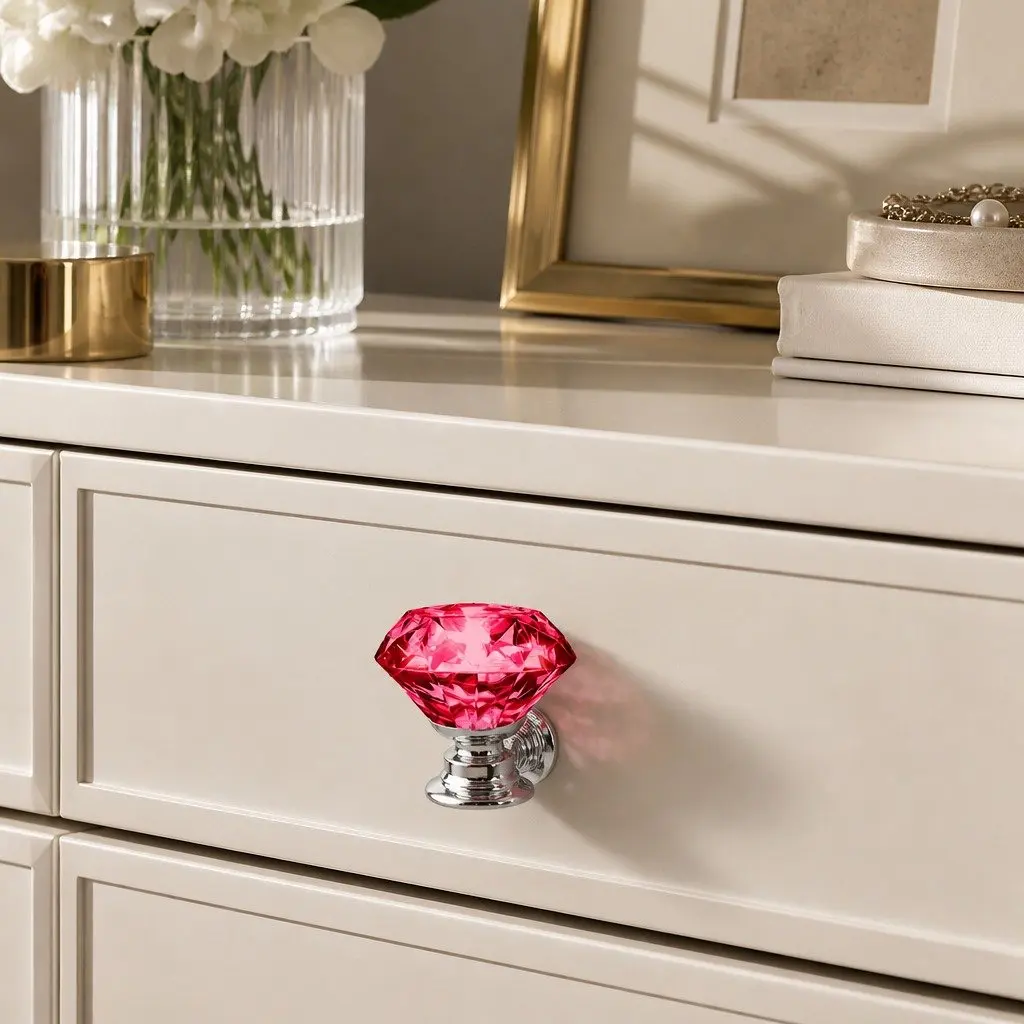 16 Red Crystal Diamond Cabinet Knobs 30mm