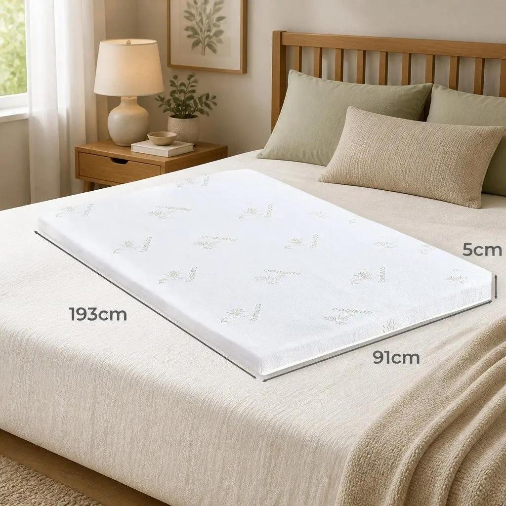 Memory Foam Mattress Topper Single Bed 5cm Cooling Pad