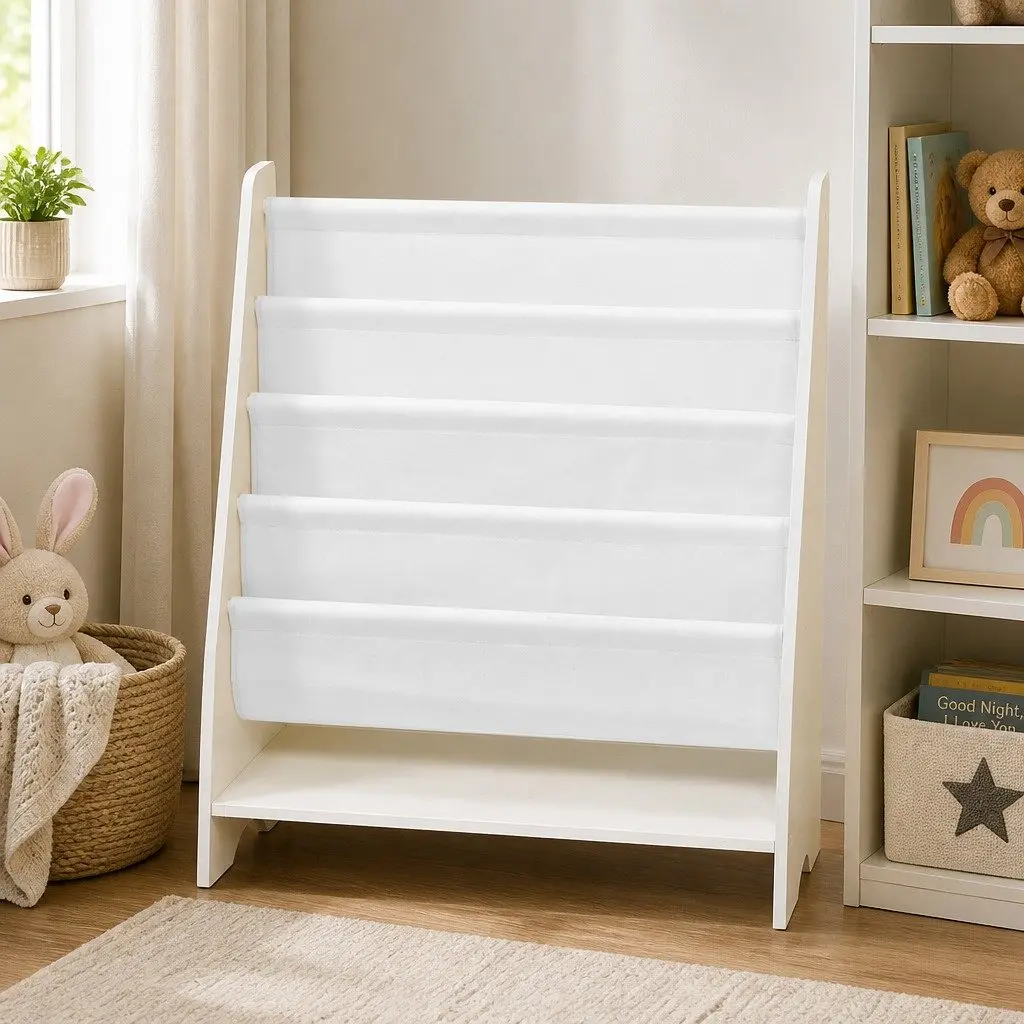 Kids Bookshelf 4-Tier Bookcase Storage Organiser Open Shelves Display 62cm W x 28cm D x 76cm H