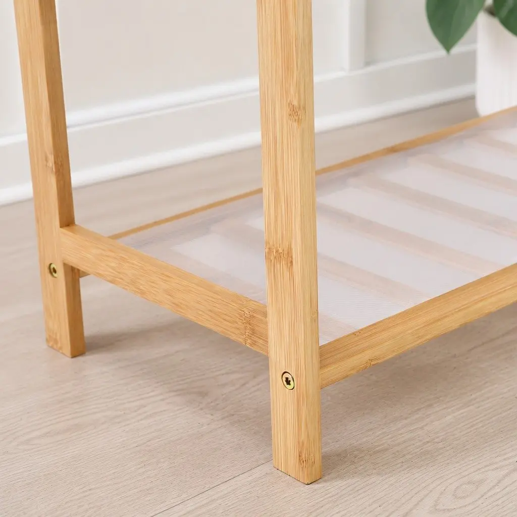 Bamboo Shoe Rack Storage Hallway Bedroom 80cm Wide 4 Tier Wooden Organiser