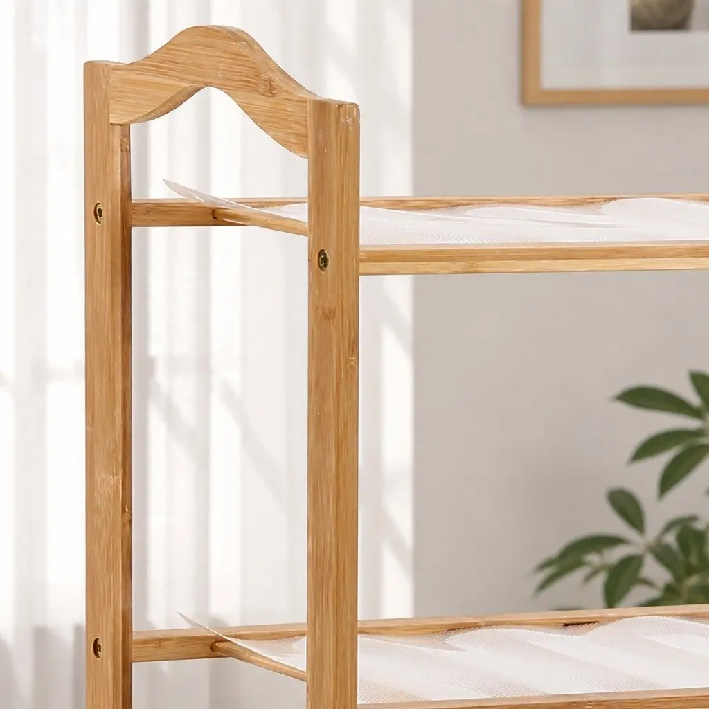 Bamboo Shoe Rack Storage 5 Tier Organizer for Hallway Bedroom 70cm Width