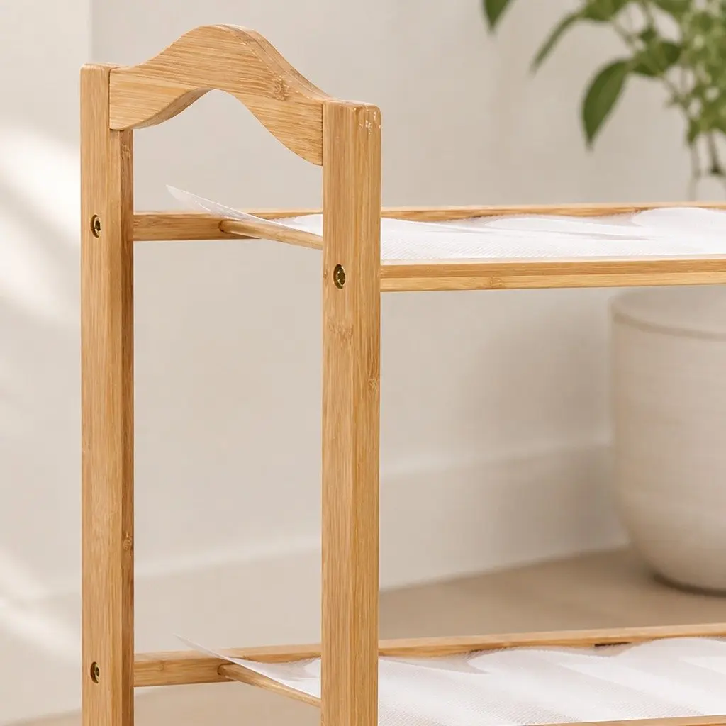 Bamboo Shoe Rack Storage Hallway 80cm Width 5 Tier Wooden Organiser Natural