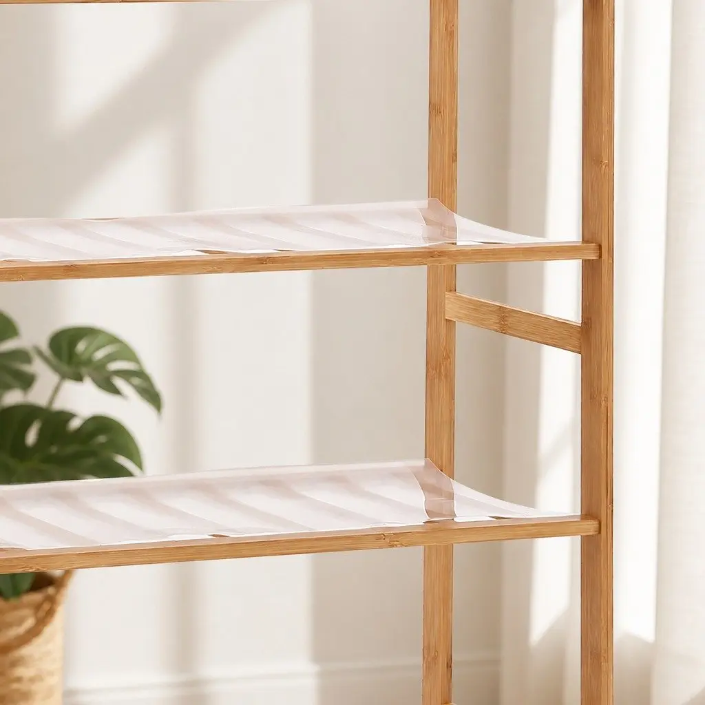 Bamboo Shoe Rack Storage Hallway 80cm Width 5 Tier Wooden Organiser Natural