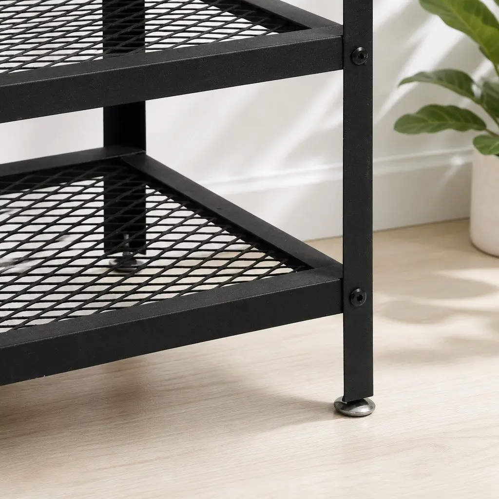 3-Tier Shoe Rack Bench 100cm Metal Shelf