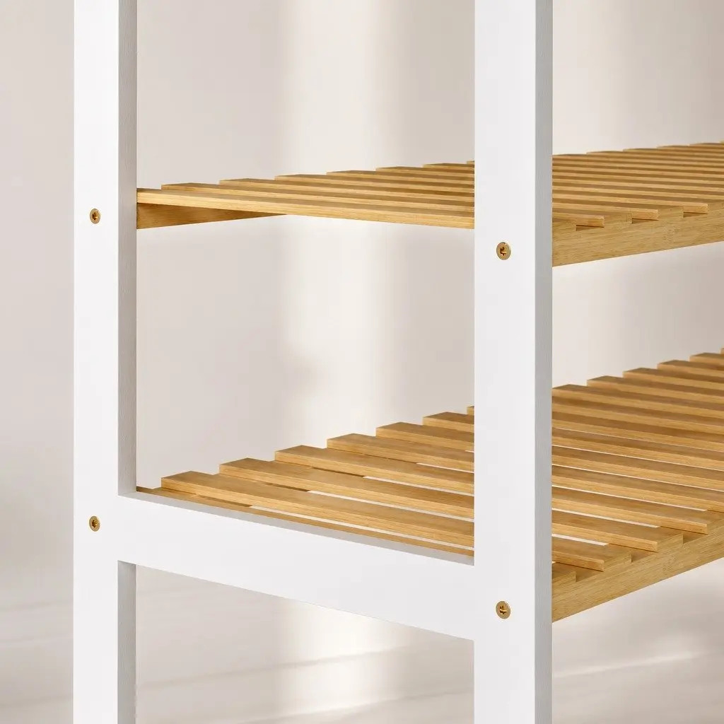 Bamboo Storage Rack 3 Tier Shelf Organiser for Shoes Plants Books Home 60cm L x 26cm W x 66cm H