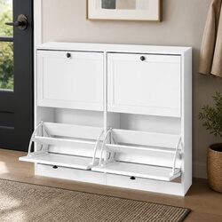 Shoe Cabinet Dimensions: 105cm x 24cm x 80cm with 4 Flip Drawers