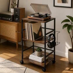 Record Player Stand Specifications: 3-Tier Storage